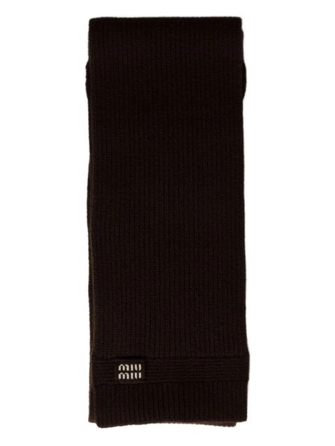 Miu Miu logo-intarsia cashmere scarf - Brown - zdjęcie produktu nr 1