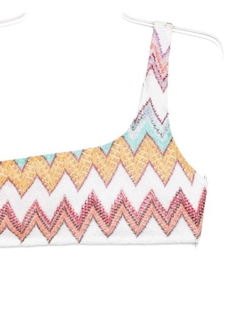 Missoni zigzag-knit one-shoulder bikini - White