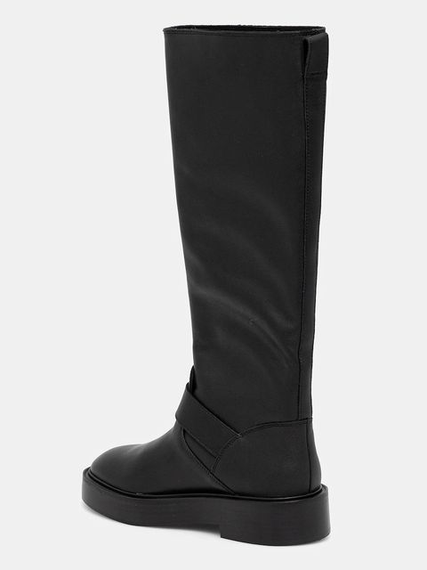 Calvin Klein kozaki skórzane CONCAVE WELT UKT BIKER PB damskie kolor czarny na płaskim obcasie YW0YW01972 - zdjęcie produktu nr 2