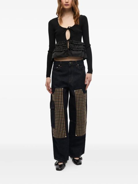 GANNI ruffle-hem blouse - Black