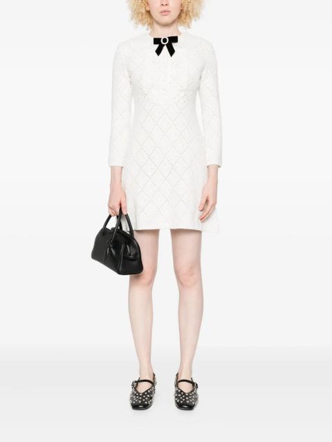 Self-Portrait bow-embellished mini dress - White
