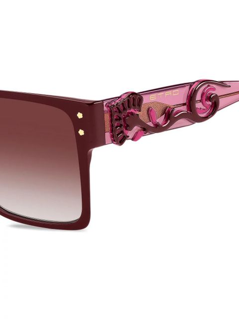 ETRO blossom-embellished square-frame sunglasses - Red