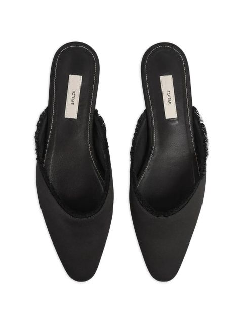 TOTEME frayed satin lounge slippers - Black