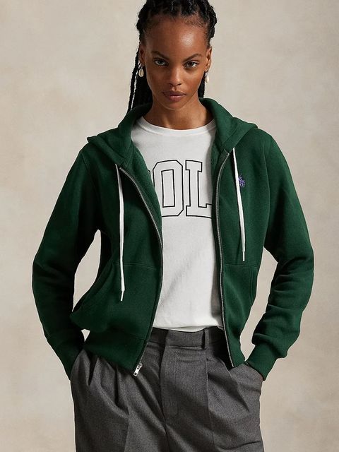 Polo Ralph Lauren bluza damska kolor zielony z kapturem gładka 211971699 - zdjęcie produktu nr 1