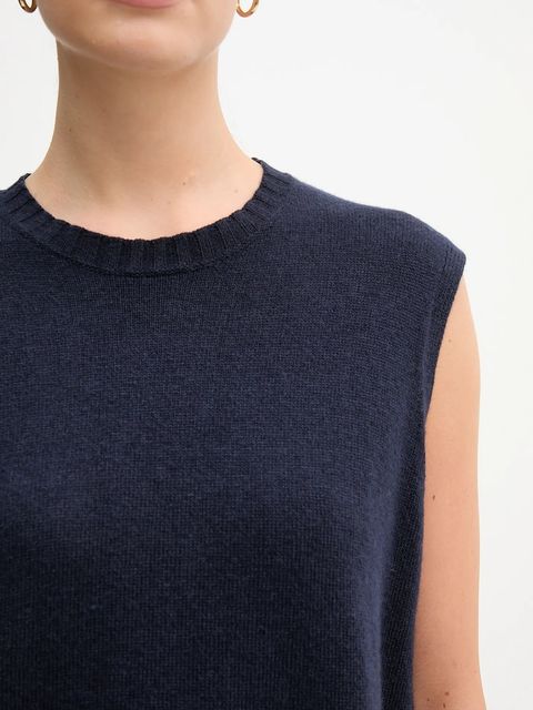 United Colors of Benetton kamizelka z dodatkiem wełny kolor granatowy lekki 126WD10BA