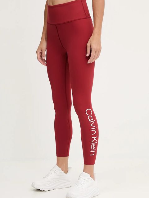 Calvin Klein Performance legginsy treningowe damskie kolor bordowy wzorzyste LVGWS5L613 - zdjęcie produktu nr 1