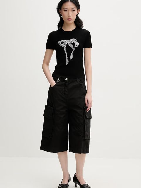 Miss Sixty T-shirt damski z dodatkiem jedwabiu - zdjęcie produktu nr 1