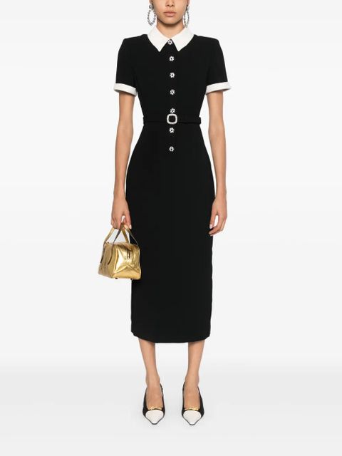 Self-Portrait crepe midi dress - Black - zdjęcie produktu nr 2