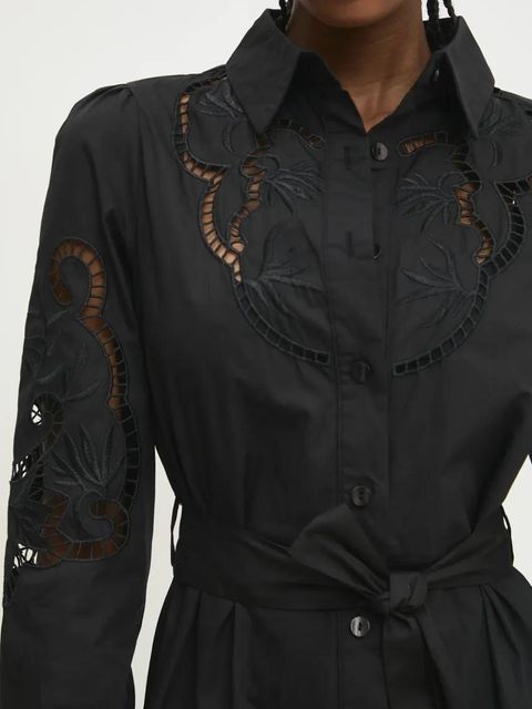 Answear.LAB sukienka bawełniana kolor czarny maxi rozkloszowana