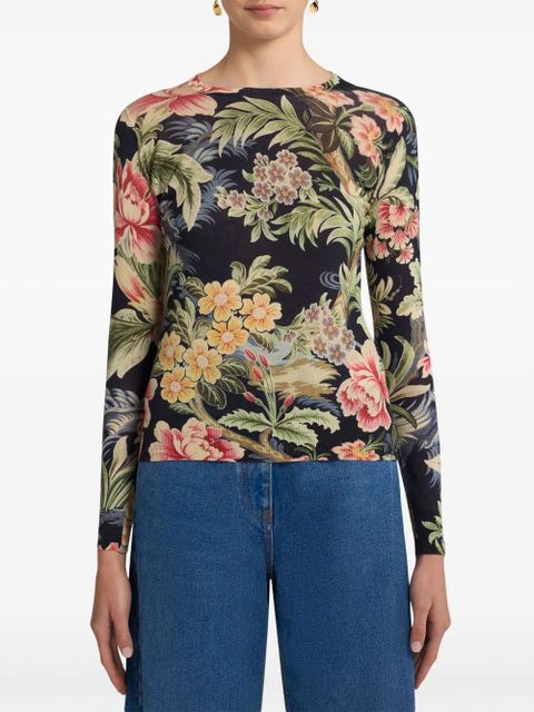 ETRO floral-print knitted top - Blue - zdjęcie produktu nr 2