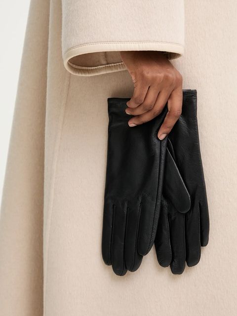Answear.LAB rękawiczki skórzane damskie kolor czarny