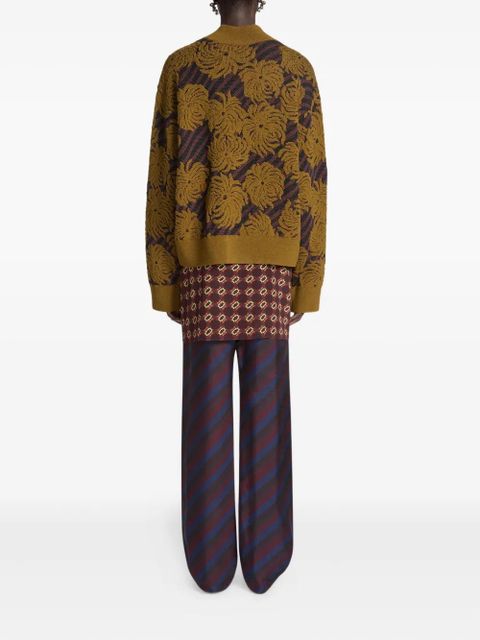 DRIES VAN NOTEN floral-jacquard sweater - Green