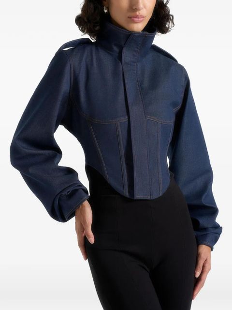 Manière De Voir Solange corset denim jacket - Blue