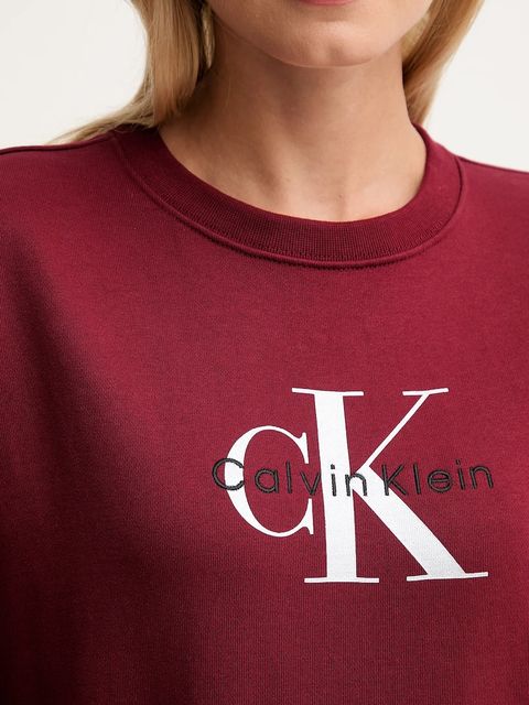 Calvin Klein Jeans bluza damska kolor bordowy z nadrukiem LV047B234G
