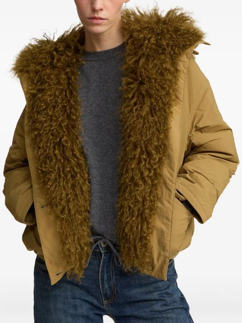 Yves Salomon lambshearling-trimmed down jacket - Brown