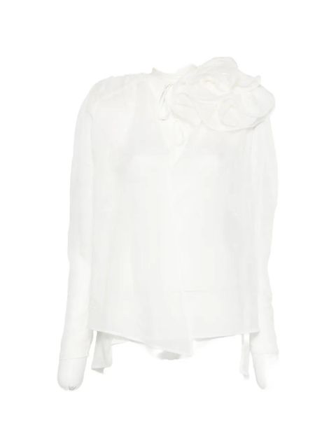 Magda Butrym floral-embroidered ruffled blouse - White - zdjęcie produktu nr 1