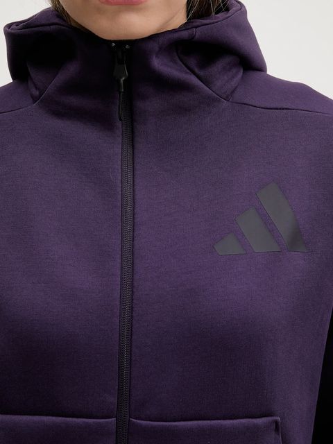 adidas bluza adidas x Z.N.E damska kolor fioletowy z kapturem z nadrukiem KC4569