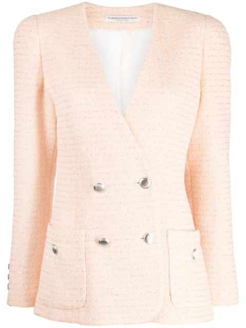 Alessandra Rich sequin-embellished tweed blazer - Pink - zdjęcie produktu nr 1