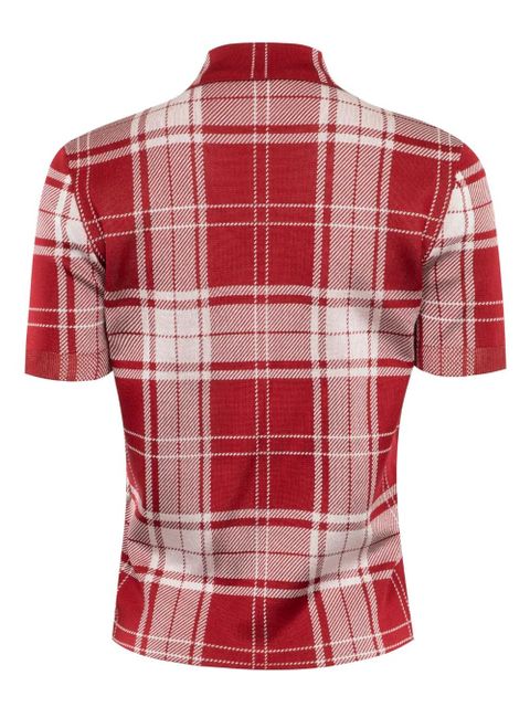 LOEWE plaid-check jacquard polo top - Red