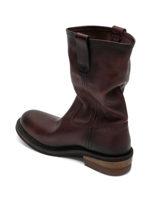 Miu Miu Foule logo-embossed leather ankle boots - Brown