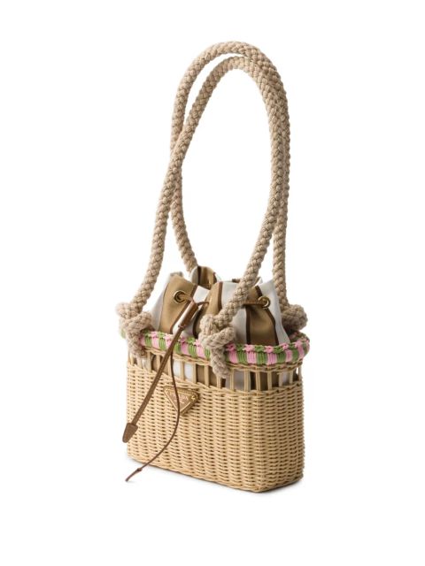 Prada mini Wicker shoulder bag - Neutrals