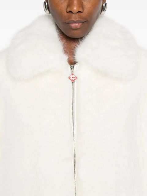 Casablanca zip-up faux-fur jacket - White