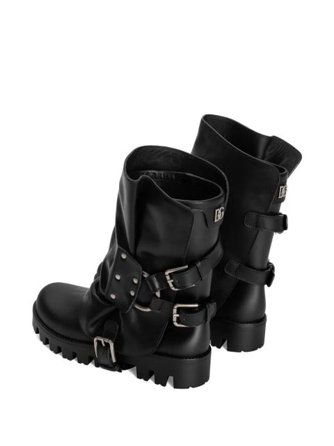 Dolce & Gabbana buckle-detail biker boots - Black