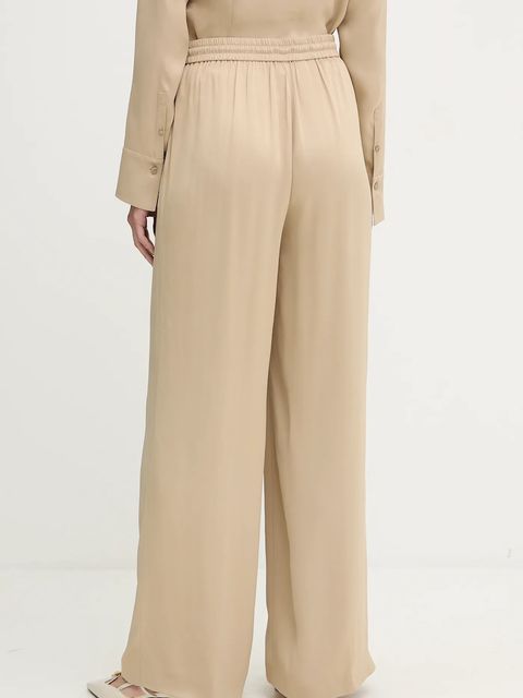 BOSS spodnie damskie kolor beżowy szerokie high waist 50541835