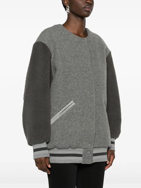 Givenchy logo-appliqué wool bomber jacket - Grey