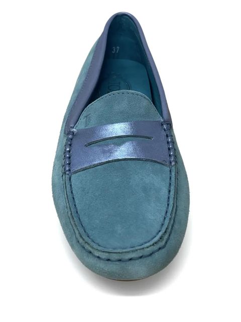Tod's Gommino metallic-trim suede loafers - Blue
