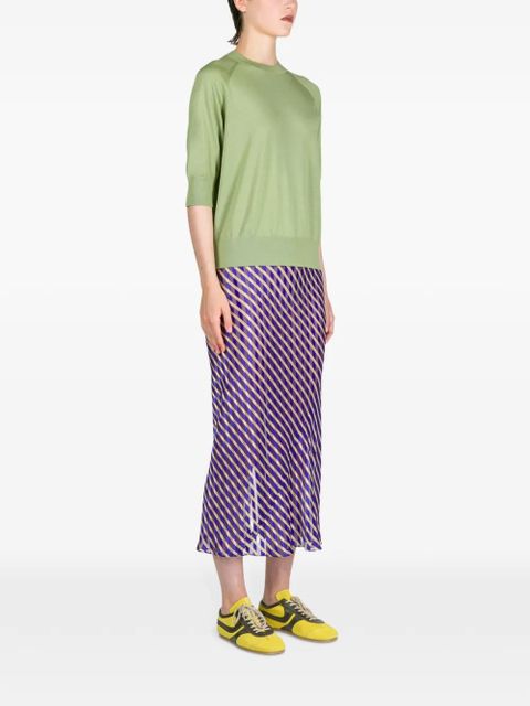 DRIES VAN NOTEN devoré midi skirt - Blue