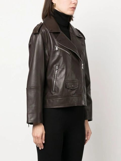 Yves Salomon leather zip-up flight jacket - Brown