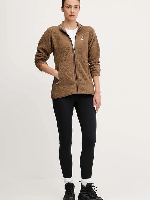Haglöfs bluza sportowa Mossa Pile kolor brązowy gładka 606538