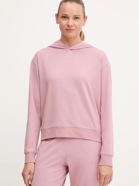 HUGO bluza lounge kolor różowy z kapturem gładka 50490594 - zdjęcie produktu nr 1
