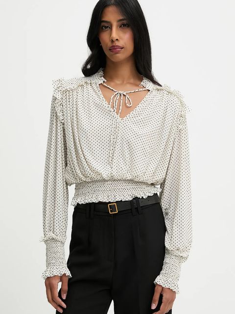 Answear.LAB bluzka damska kolor beżowy wzorzysta