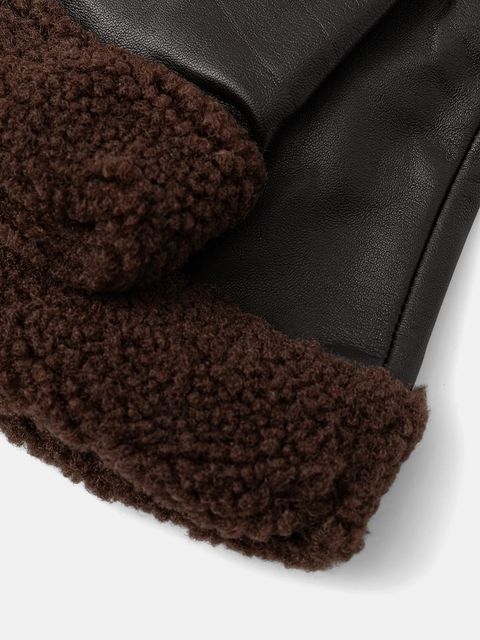 Answear.LAB rękawiczki skórzane damskie kolor brązowy - zdjęcie produktu nr 2