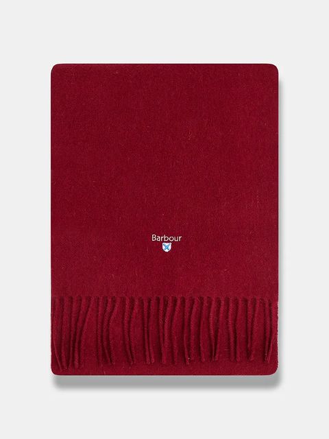 Barbour szalik wełniany kolor czerwony gładki USC0008