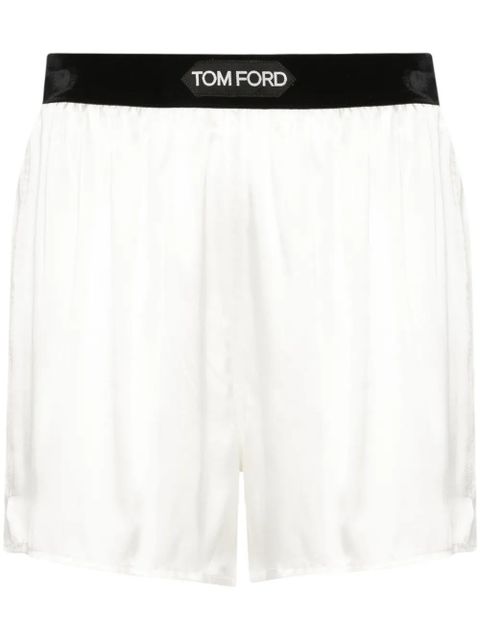 TOM FORD logo-waistband satin shorts - Neutrals - zdjęcie produktu nr 1