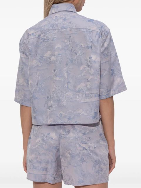 Off-White angel-print cropped cotton shirt - Purple