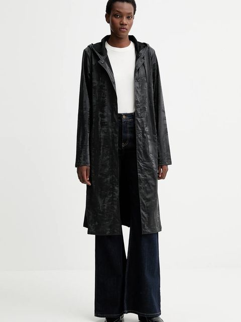 Rains kurtka 12040 A-Line Longer W Jacket kolor czarny przejściowa 12040