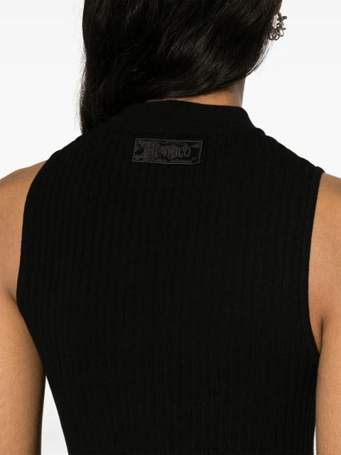 The Attico cut-out ribbed-knit tank top - Black