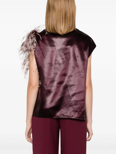 Ferragamo feather-bouquet asymmetric top - Purple