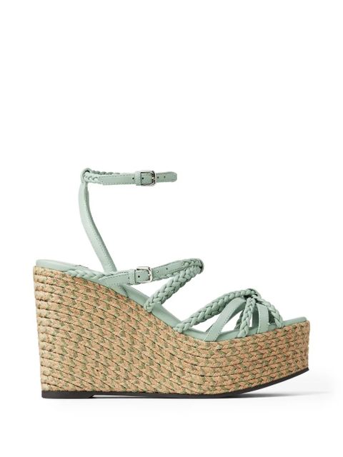 Jimmy Choo Nyra braided-effect platform sandals - Green - zdjęcie produktu nr 1