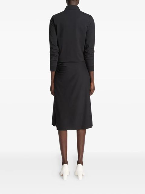 DRIES VAN NOTEN draped button-detail midi skirt - Black