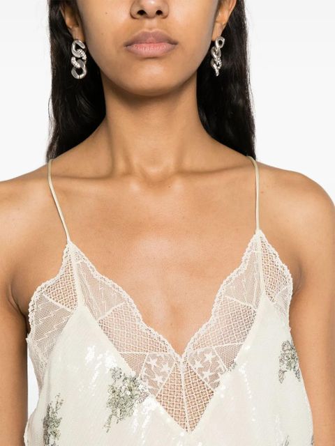 Zadig&Voltaire Christy sequin-embellished top - Neutrals