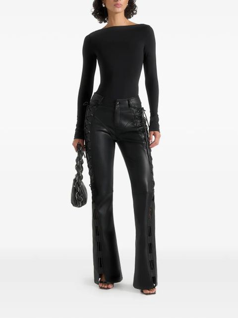 Manière De Voir Ambre lace-up flared trousers - Black