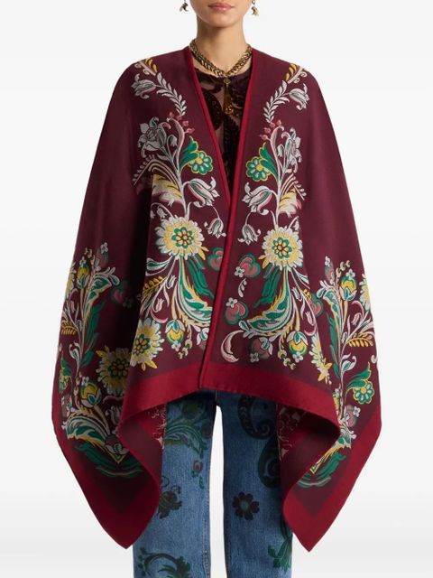 ETRO floral-jacquard cape - Red
