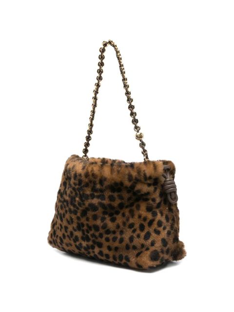 LOEWE leopard chain clutch bag - Brown