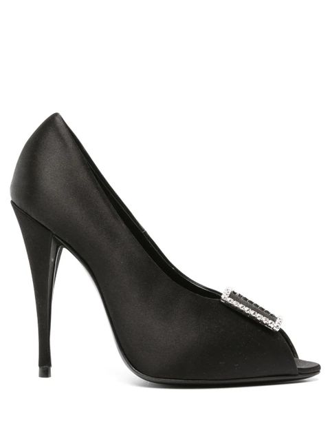 Saint Laurent 115mm crystal-embellished satin pumps - Black - zdjęcie produktu nr 1