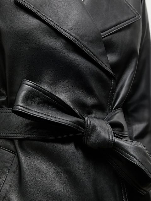 Answear.LAB płaszcz skórzany kolor czarny